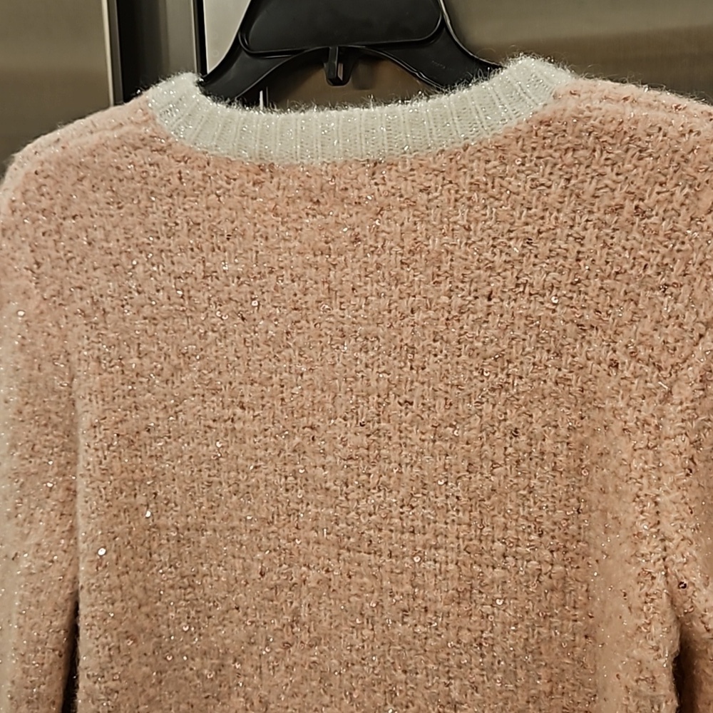 💕MAJE💕 Mission Sequin Embellished Stretch Knit Cardigan ~ Pale Pink - Picture 15 of 16